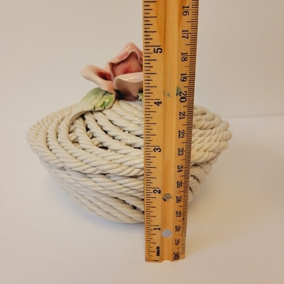 Vintage Weave Capodimonte Rope Basket/ Trinket Dish - Picture 7 of 12